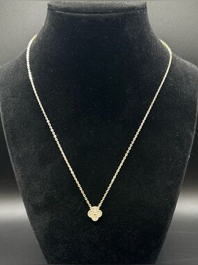 STUNNING 14k Gold Finish Clover Pendant Necklace – CZ Pave – 16”
